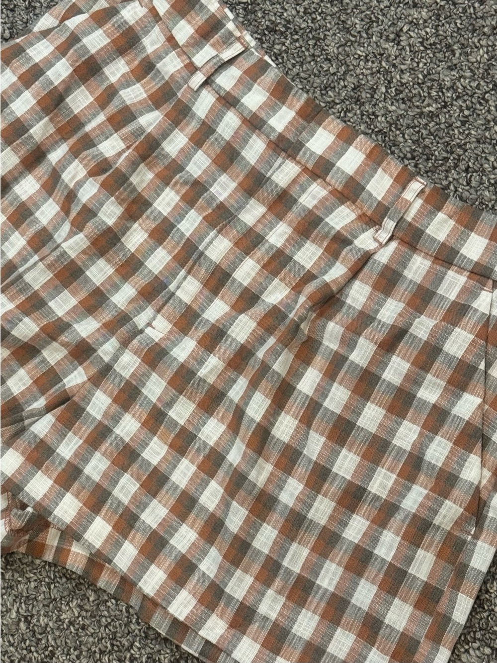 Nine West Plaid High-Waist Shorts — Brown & White - Picture 3 of 6